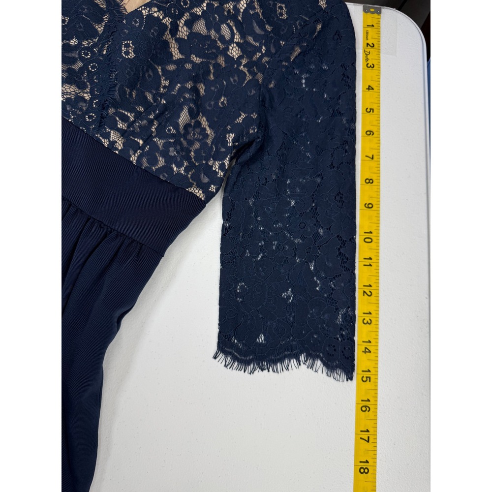 Eliza J Fit Flare Dress Women 4P Navy Blue Lace Cocktail Formal Wedding Party - Picture 6 of 8